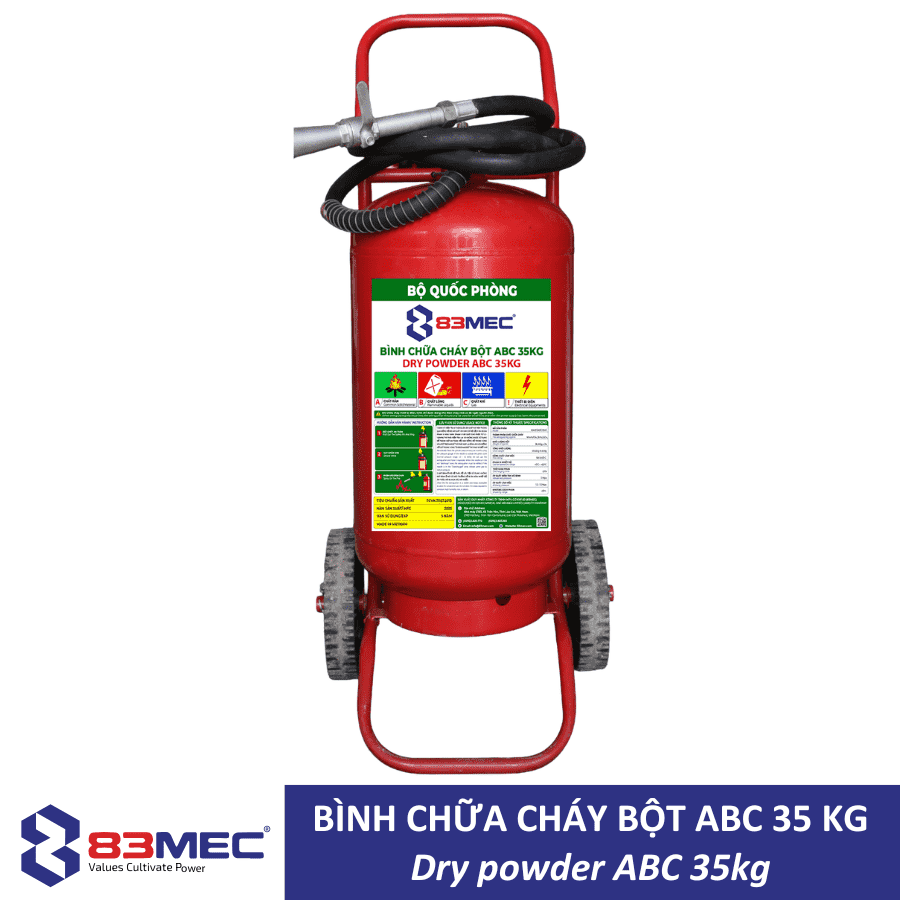 Bình chữa cháy bột ABC 35kg xe đẩy 83MEC Bình chữa cháy bột ABC 35kg xe đẩy 83MEC