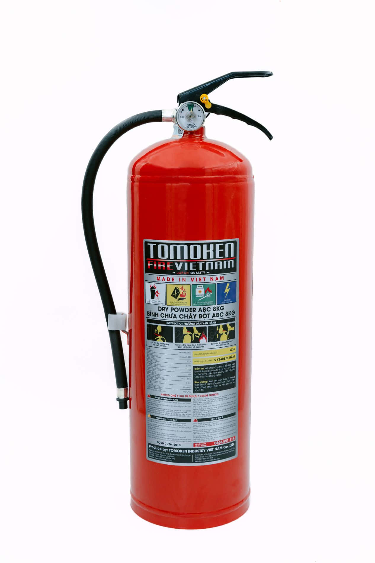 Bình chữa cháy xách tay bột ABC 8kg Tomoken Bình chữa cháy xách tay bột ABC 8kg Tomoken